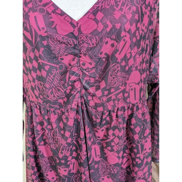 Torrid 4 Disney Villains Queen of Hearts Top 4X Long Sleeve Cinch Front Mesh - Picture 5 of 9